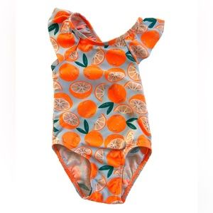 Cat & Jack Girls Swim Suit Baby Toddler Size 18 Months One-Piece Swimwear Orange